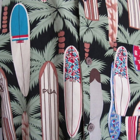Hawaiian Shirt Maui Maui Surf Company Button Front Surf Boards Palm Trees Sz Lrg - Picture 6 of 12